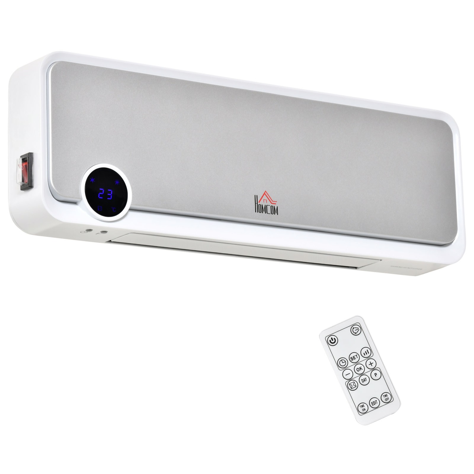 HOMCOM Termosifone Elettrico da Parete a 3 Modalità Bianco e Argento