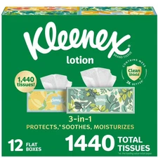 Kleenex Lotion Facial Tissues 12 boxes, 120 tissues/box