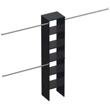 17 In. Black Walk-In Modular Wood Closet Organizer Tower System with 5-Shelves, 