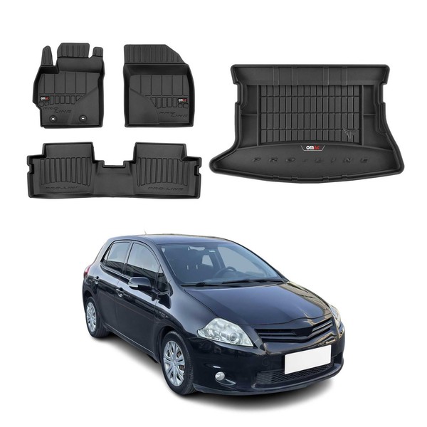 Omac FußMatten & Kofferraumwanne Set FüR Toyota Auris 2006-2013 Gummi Schwarz 4X-image