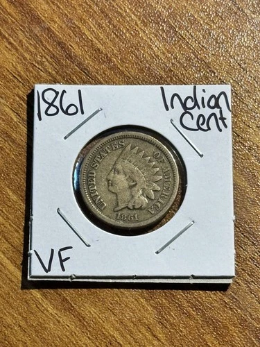 1861 Indian Head Cent Penny Nice VF Very Fine Better Date US 1c Coin (Raw18069)