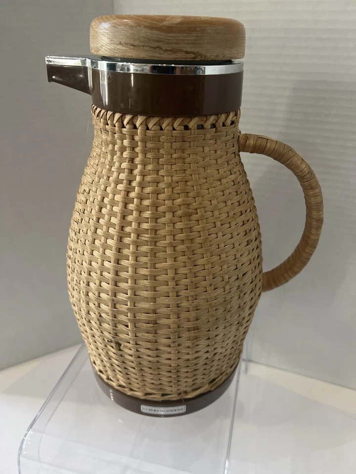 Corning MCM Rattan Wicker Thermal Coffee Carafe - Image 3 of 4