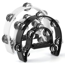 Double Row Tambourine, 2 Pack 10" Tambourine for Adult, Half Moon Musical Ins...