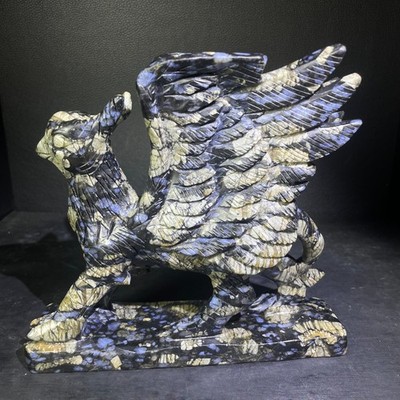 2.42LB 170mm Natural Blue Sera Stone Griffin Crystal Ornament Quartz Gift