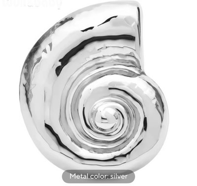 Nautilus Sea Shell Brooch 2-Inch Silv Snail Shell Stainless Trendy Conch Pin NEW