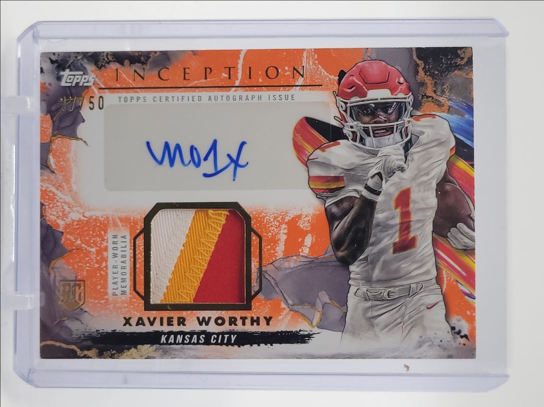 XAVIER WORTHY 2024 TOPPS INCEPTION PROVENANCE RPA PATCH ORANGE AUTO /50 Q0930