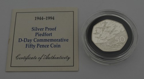 Royal Mint 1994 D-Day 50p Fifty Pence Silver Proof Piedfort Box + COA - Picture 2 of 4