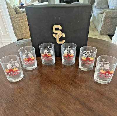 USC Trojans Footbal Cocktail 8oz Glasses Set of 6 in box - DS29