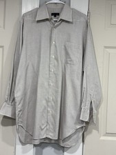 Robert Talbott Men's 16-33 Beige Tan Long sleeve Dress Shirt Cotton USA Made