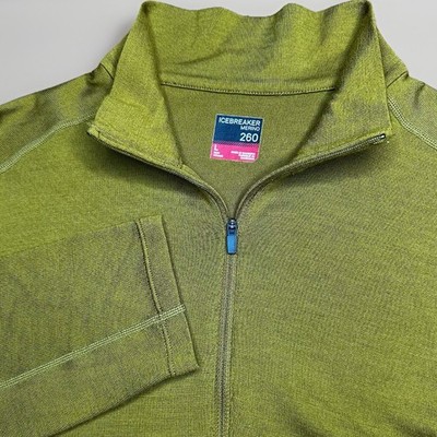 Icebreaker Merino 260 1/4 Zip Mens Large Brown Wool Hunting Hiking Outdoors Base