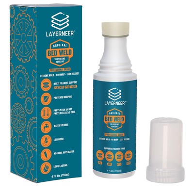 3D Printer Adhesive Glue Bed Weld Original, Strong Grip Reduces Warping Clear 