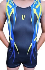 BIG SALE Boys GYMNASTICS LEOTARD /V Gold on Blue - Gymnastics Tank For Toddlers