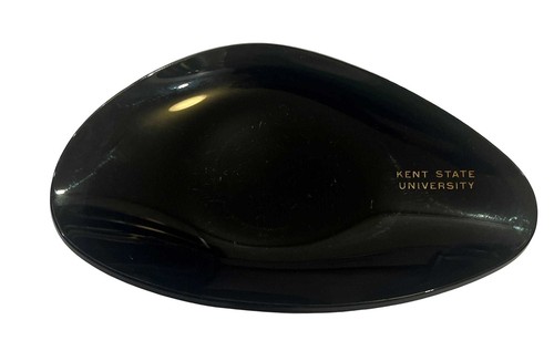 KENT STATE UNIVERSITY Mid Century Amoeba Smoke Glass Tray Trinket Dish Bowl 1950 - Picture 3 of 7