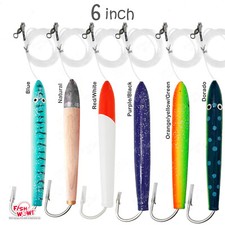 Fish WOW! 6" Fishing Cedar Plug Rig Tuna Mahi Trolling Wooden Lure hook 10/0 New
