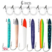 Fish WOW! 6" Fishing Cedar Plug Rig Tuna Mahi Trolling Wooden Lure hook 10/0 lot