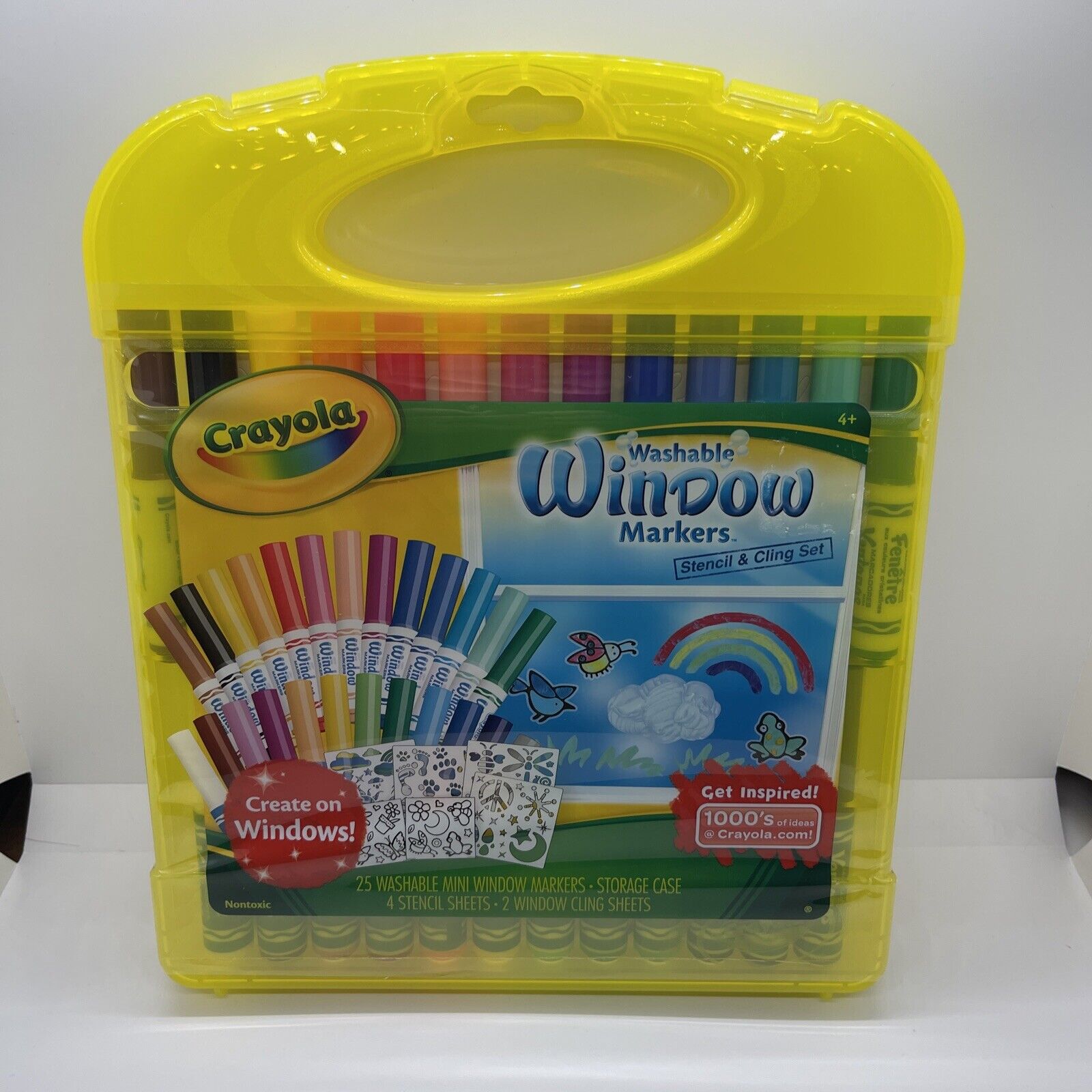 Crayola Window Markers & Stencil Set with over 30 Pieces, 24 ct Markers  Washable