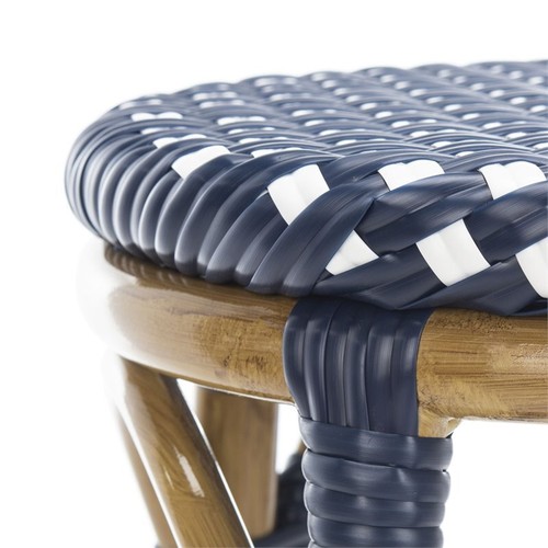 Home Square 20" Wicker Bar Stool in Navy and White - Set of 2 - Picture 5 of 8