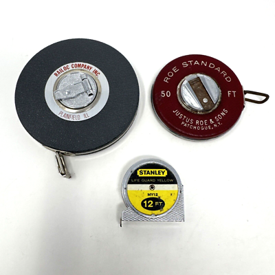 #ad Vtg USA Made Stanley No. MY12 12#x27; Justus Roe Standard 50#x27; Railoc Company 100#x27; $31.90