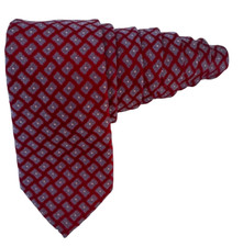 Ike Behar Neck Tie Mens Red Geometric 100% Silk Made in USA 3.25 by 62