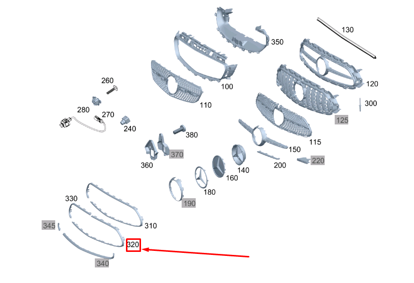 MERCEDES-BENZ E C238 Kühlergrill Zierleiste links A2138856506 NEU