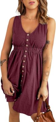 Supersun Leichtes Damen Sommerkleid M Rot mit Knöpfen