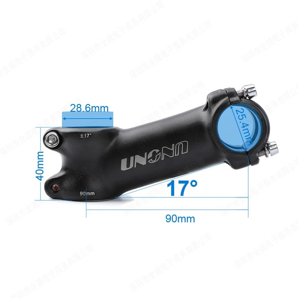 UNO Bicycle Stem ±17° MTB Road Bike Ultralight 90MM Aluminum Stems 25.4mm - Image 2 of 2
