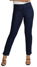 NYDJ Curves 360 Short Straight Ankle Slit Jeans Dark Blue Wash Size 00 NWT 