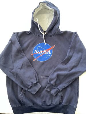 Prairie Mountain NASA Logo Hooded Sweatshirt Hoodie Blue Pullover Size M  C10