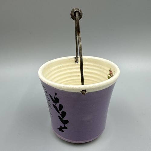 Vtg Stoneware Planter Ice Bucket Painted Floral Shabby Cottage - Picture 2 of 8