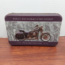 Vtg Harley Davidson '98 Embossed Tin Playing Cards 2 Decks 95th Anniversary