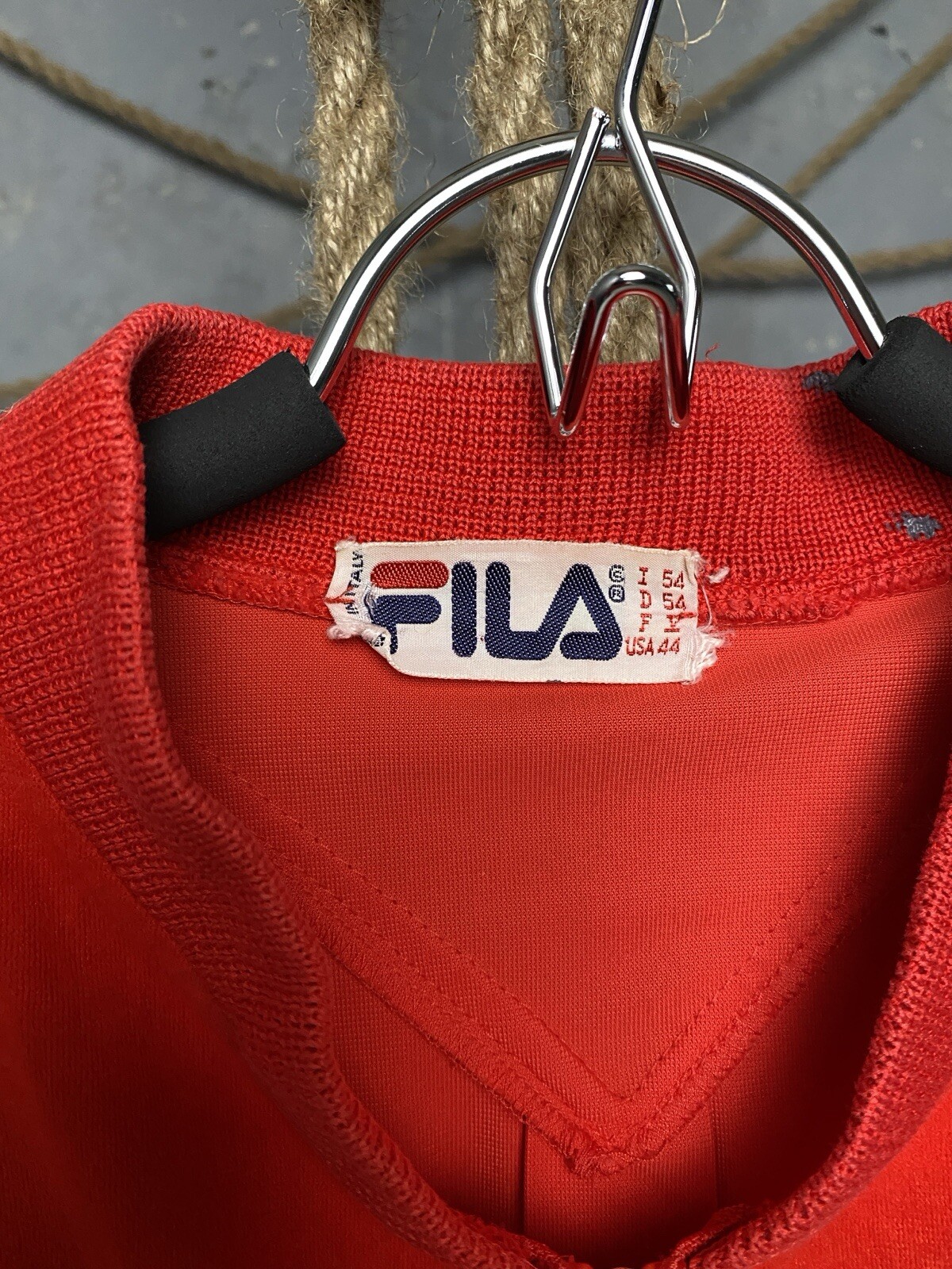 Giacca da pista vintage retrò fila bianca bomber rossa taglia L uomo