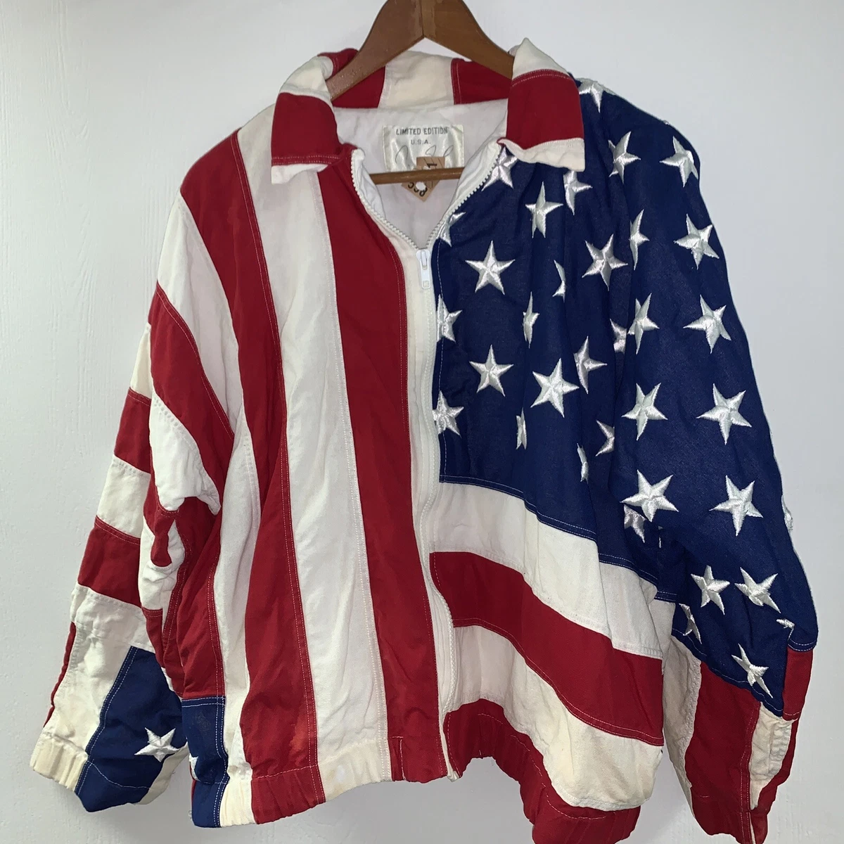 Vintage american flag best sale jacket