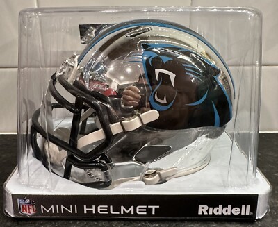 carolina panthers football helmet 2018 OFFICIALLY LISCENSED NFL CAROLINA PANTHERS 2018 CHROME MINI FOOTBALL  HELMET! NIB