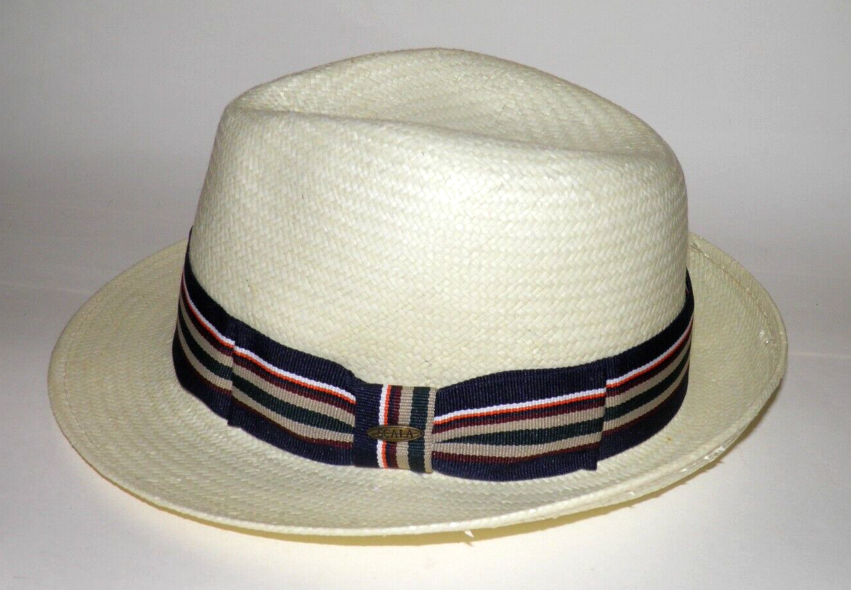 Scala Size Large Hat Men's/Women's Straw Fedora Hat Hand Woven 22