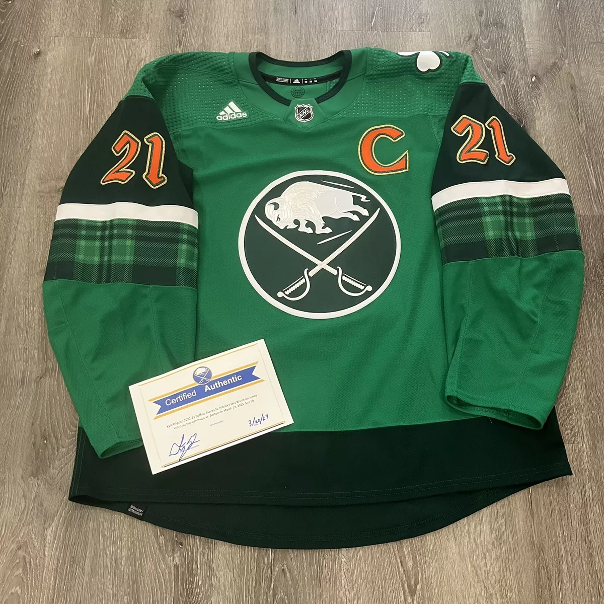 2023 Kyle Okposo “C” Buffalo Sabres St. Patrick's Day NHL Warmup