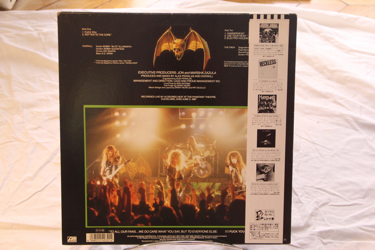 OVERKILL FUCK YOU 日本盤レコード 帯付 Overkill   !!!Fuck You!!! Rock Trash Vinyl LP Japan + OBI P-6265