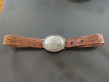 Justin Leather Belt Size 22 Brown Tooled Champion Buckle Western Rodeo 811BR GB3