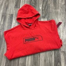 PUMA Graphic Logo Pullover Red Hooded Sweatsh...