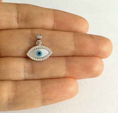  925 Sterling Silver Evil Eye Pendant,Evil Eye Charm / 925 Plata Dije Ojo -ESN19