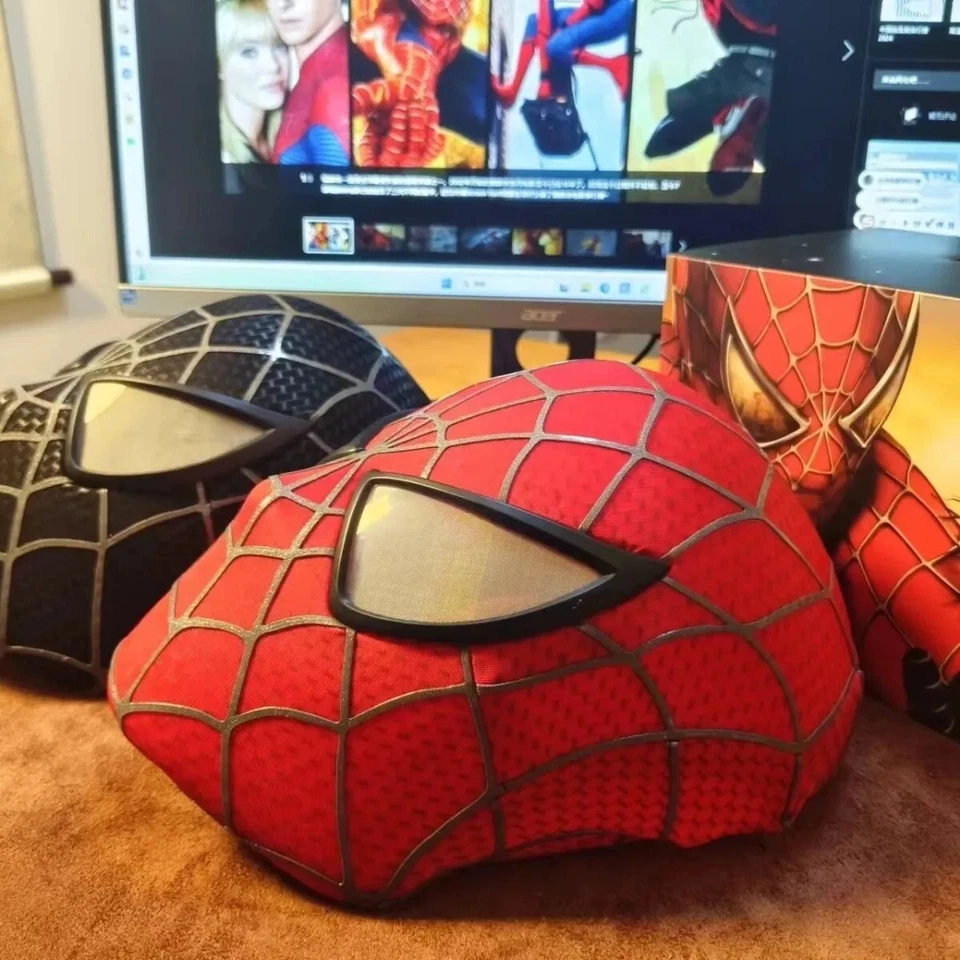 Película Tobey Maguire Spider-man Casco Navidad Juegos con disfraces Disfraz Máscaras 3D utilería Foto 4 de 4