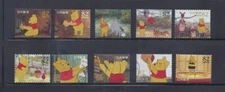 Japan 2014 Disney Winnie the Pooh Complete Used Set of 10 Sc# 3685 a-j 82Y