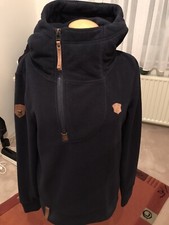 NAKETANO Damen Fleece Kapuzenpullover Mit Halbem Reißverschluss  Grösse M Navy