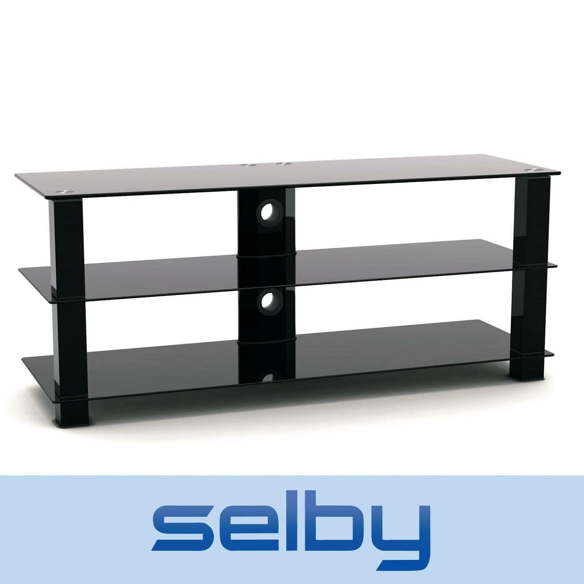 Tv stand 3 2024 shelf black glass