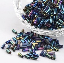 100g METALLIC AB REGENBOGEN GLASHORN PERLEN 6mm