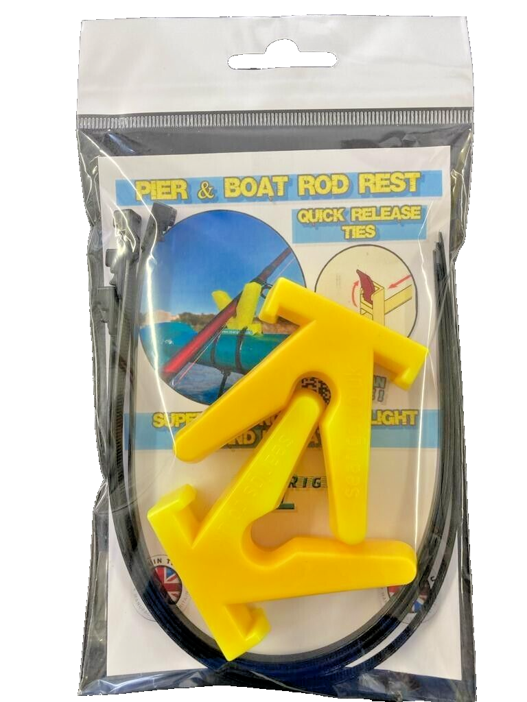 Sea Fishing Rod Rest For Boat & Pier Rails - Zip On/Off V-Rest In White, Black, Yellow