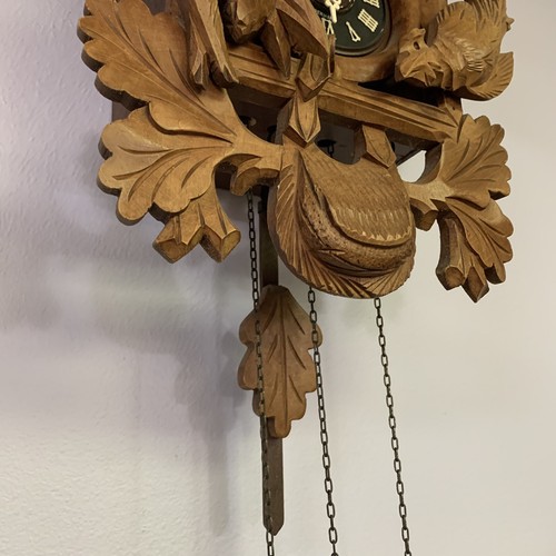 ATQ Schatz Black Forest German Hand Carved Walnut 20" Hunter Cuckoo Clock 1 Day - Picture 12 of 21