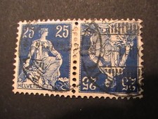 Switzerland stamp tete-beche 25c /25c blue