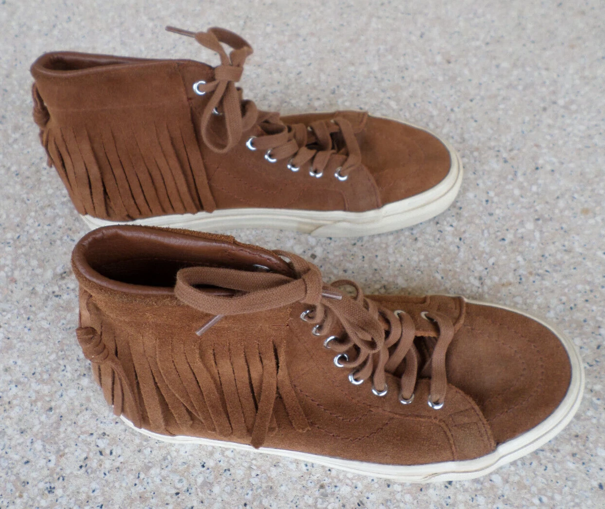 Scarpe da skate VANS marroni in pelle scamosciata con frange SB. Donna 7 5 M