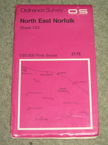 OS Ordnance Survey Landranger Map Sheet 133 North East Norfolk - 1974 edition