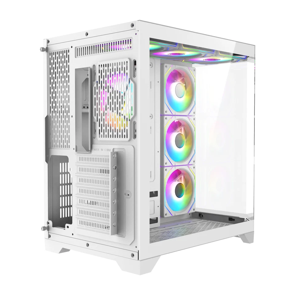 Iceberg Gaming PC Case Crystal Edge White Three Tempered Glass and seven fans - Image 3 of 4